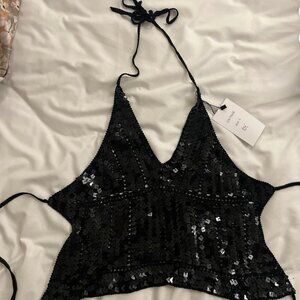 VINTAGE SEQUIN HALTER TOP FROM PARIS